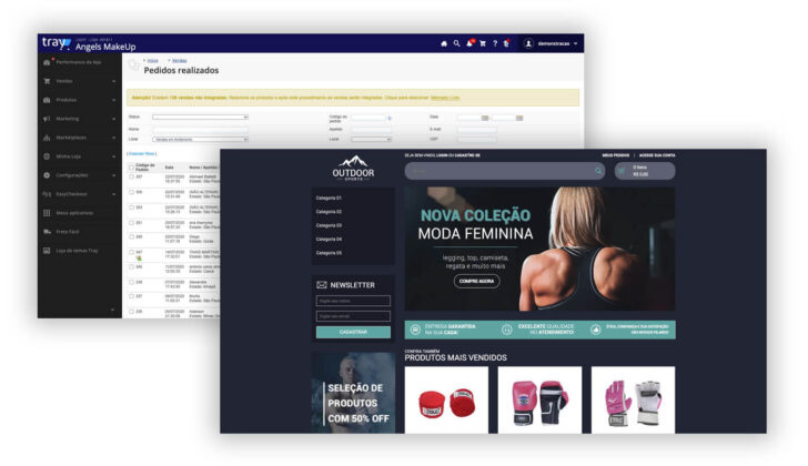 Exemplo de template e painel de administração da Tray