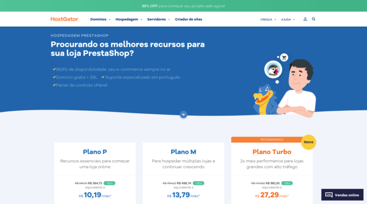 Empresas como a HostGator oferecem hospedagem para plataformas open-source