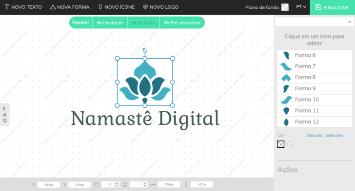 Ferramenta de criação da Freelogo Design