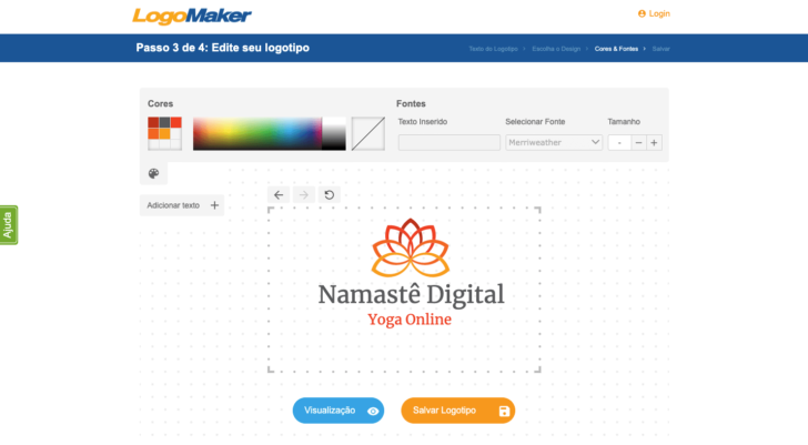 Tela de edição do Logo Maker
