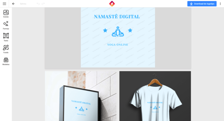 Painel de edição do criador de logotipo Turbologo