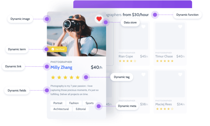 É possível criar diversos tipos de conteúdo dinâmicos com o JetEngine - fonte: site Crocoblock