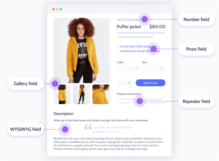 Os campos personalizados podem ser adicionados a qualquer tipo de conteúdo existente no site - fonte: site Crocoblock
